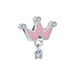 Sterling Silver Crown Bracelet Charm Pink Queen Princess Crown Girl Power Gift